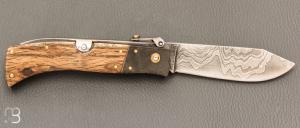   Couteau  " Navaja Teja" par Jesus Granda - Vieux chêne et lame damas