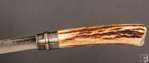 Couteau " Opinel N°09 " custom bois de cerf par Laurent Gaillard
