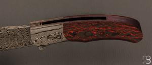   Couteau " Ovophis  " custom pliant par Milan Mozolic - Fatcarbon et Damas