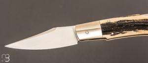  Couteau " Pompinette " pliant fait main par Bastien Toubhans - Atelier Beau Merle - Bois de cerf