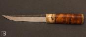 Couteau "Puukko" Nordique custom de Laurent Juhel - Loupe de chtaigner et buf musqu