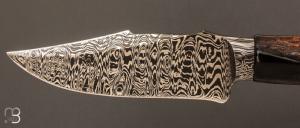 Couteau Semi intégral damas custom fixe de Samuel Lurquin - Cerf Sambar