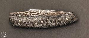   Couteau " Skadi " par Cédric Destombes - Coutellerie Caddarik - Fibre de carbone et damas