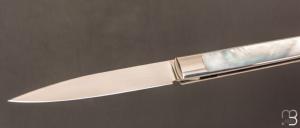Couteau " Slipjoint " custom de Lionel Lalague - Nacre et lame en RWL34
