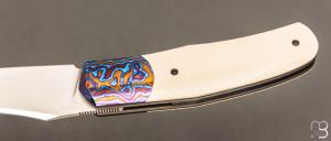  Couteau  " Stan " custom par Maxime Belzunce - Vieux micarta et lame en RWL34