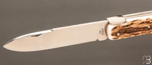   Couteau " Style Pradel " par Eric Albert - Bois de cerf et lame D2