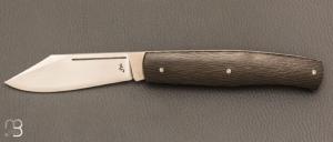   Couteau " Trappeur " custom à cran plat de Julien Baillon - Fibre de carbone et RWL34