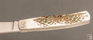  Couteau " Trappeur " custom à cran plat de Julien Baillon - Bois de cerf et RWL34