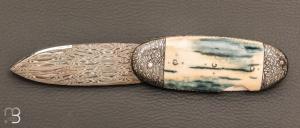   Couteau " Bouledogue" de Jean Pierre Veysseyre - Ivoire de mammouth et lame damas