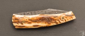   Couteau " custom " de Alain & Joris Chomilier - Ivoire de mammouth et damas "spirographe" de Vegas Forge