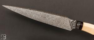 Couteau " custom " fixe de Berthelemy Gabriel - La Forge Agab - Ivoire de mammouth et damas 