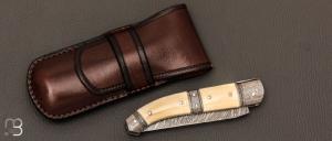  Couteau " collection " custom de Jean Pierre Veysseyre - Ivoire de phacochère et lame damas