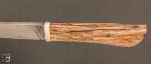  Couteau droit par Nicolas Mestrallet - Lame forgée en acier C130 et bois de hêtre échauffé