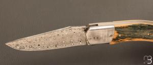   Couteau " pièce unique " par Joël Grandjean - Ivoire de mammouth et lame en damasteel