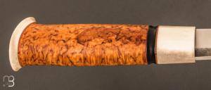 Couteau " puukko " custom Nordique  de Laurent Juhel - Bouleau frisé et bois de renne