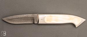   Couteau  "  120 Méditerranée " par Charles Bennica - Nacre jaune et damas  d'Anthony Brochier