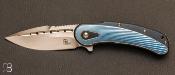 Couteau " Bodega " par Steelcraft - Todd Begg design - Satin blade - Blue texture Handle