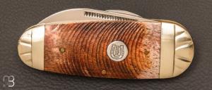 Couteau Bouledogue 2 lames avec plaquettes en os par Rough Rider Knives