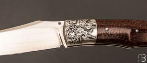 Couteau "Boxer" custom par Raphaël Durand - Micarta barbwire et RWL-34