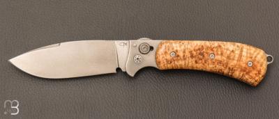 Couteau " Buffalo " par Éric Parmentier - Loupe de frêne et lame en RWL34