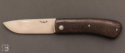  Couteau " Le Dodu  " à cran plat par Frédéric Maschio - Micarta jute et C130