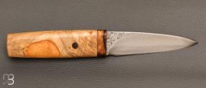  Couteau Droit forgé main par Jean Paul Sire - Peuplier stabilisé et lame acier C130