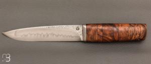    Couteau Droit forgé main par Jean Paul Sire - Noyer et lame acier C130