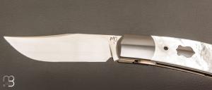   Couteau "Foxy" custom par Maxime Belzunce - Nacre blanche et RWL34