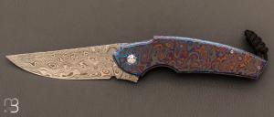  Couteau   " Framelock " custom de Stphane Sagric - Timascus et lame en Damasteel