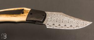   Couteau " Front-flipper custom " par Fabrice Delbart - Forge Celtique - Ivoire de mammouth et Damas