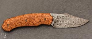 Couteau " Front flipper " par Fabrice Delbart - Forge Celtique - Bouleau de carélie et Damas W