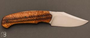   Couteau  "  Front-flipper custom " par Fabrice Delbart - Forge Celtique - Padouk ondé et lame en RWL-34