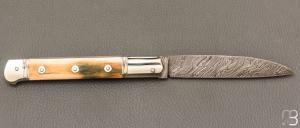 Couteau  " Issoire " custom de Jérôme Bellon - Mammouth et damas