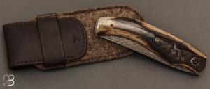    Couteau " K-Libre " custom de Michel Grini - Bois de cerf et lame en RWL34