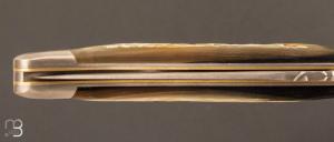 Couteau Laguiole 12 CM en corne d'aubrac - double platines par Forge de Laguiole - Lame brute de forge