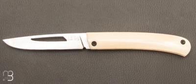    Couteau " Le 26 " par MTBlades Benjamin Thuillier - Micarta blanc et lame en 14C28