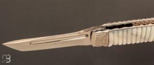   Couteau " Liner lock " custom par Koji Hara - Nacre blanche