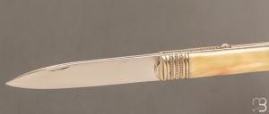   Couteau "Lock-Back" custom de Jean Baptiste Leveque - Ivoire de phacochère et lame en D2