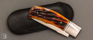 Couteau "Lock-Back  " par Honoré Vilain - RWL34 et Os cerfé