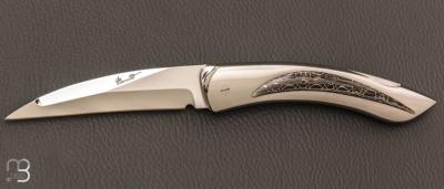   Couteau " Pissutu " par Charles Bennica - Inlays en damas de Devin Thomas