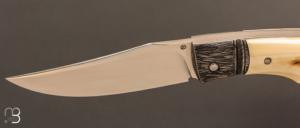    Couteau " Ryan's " custom par Raphaël Durand - Ivoire de phacochère et damas S. Lurquin