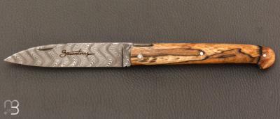 Couteau "Sauveterre" régional pliant - Bois d'Aubrac et lame damas