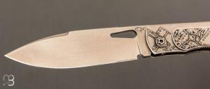   Couteau " Skipper" pliant de Éric Parmentier - Gravure d'Elisabeth Da Justa