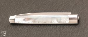 Couteau " Slipjoint " custom de Lionel Lalague - Nacre et lame en RWL34