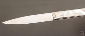 Couteau " Slipjoint " custom de Lionel Lalague - Nacre et lame en RWL34