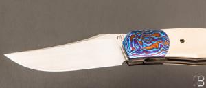  Couteau  " Stan " custom par Maxime Belzunce - Vieux micarta et lame en RWL34