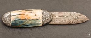   Couteau " Bouledogue" de Jean Pierre Veysseyre - Ivoire de mammouth et lame damas