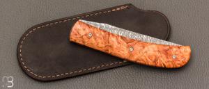 Couteau " custom " par Joël Grandjean - Loupe d'Amboine et Damasteel