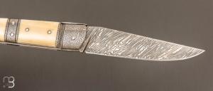  Couteau " collection " custom de Jean Pierre Veysseyre - Ivoire de phacochère et lame damas