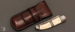  Couteau " collection " custom de Jean Pierre Veysseyre - Ivoire de phacochère et lame damas